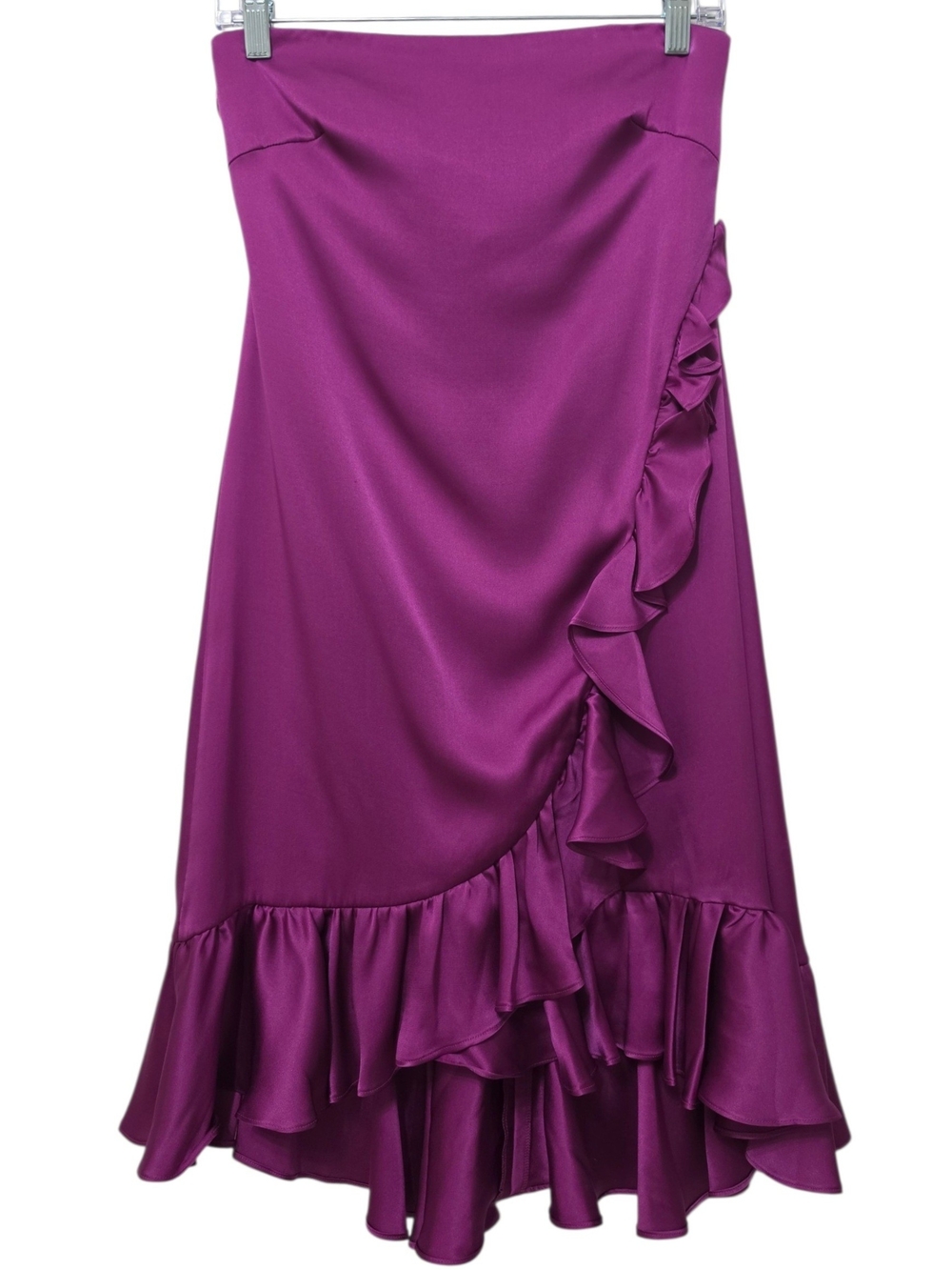 Banana Republic | Vintage Silk Strapless Ruffle Dress Fuchsia Purple Y2K *FLAW*